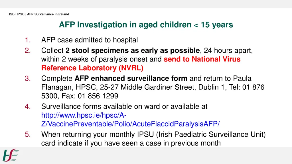 hse hpsc afp surveillance in ireland 14