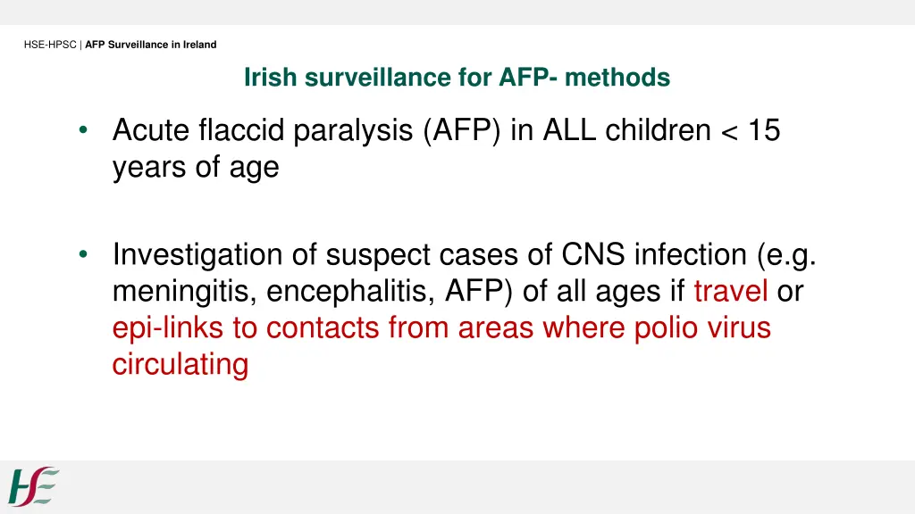 hse hpsc afp surveillance in ireland 9