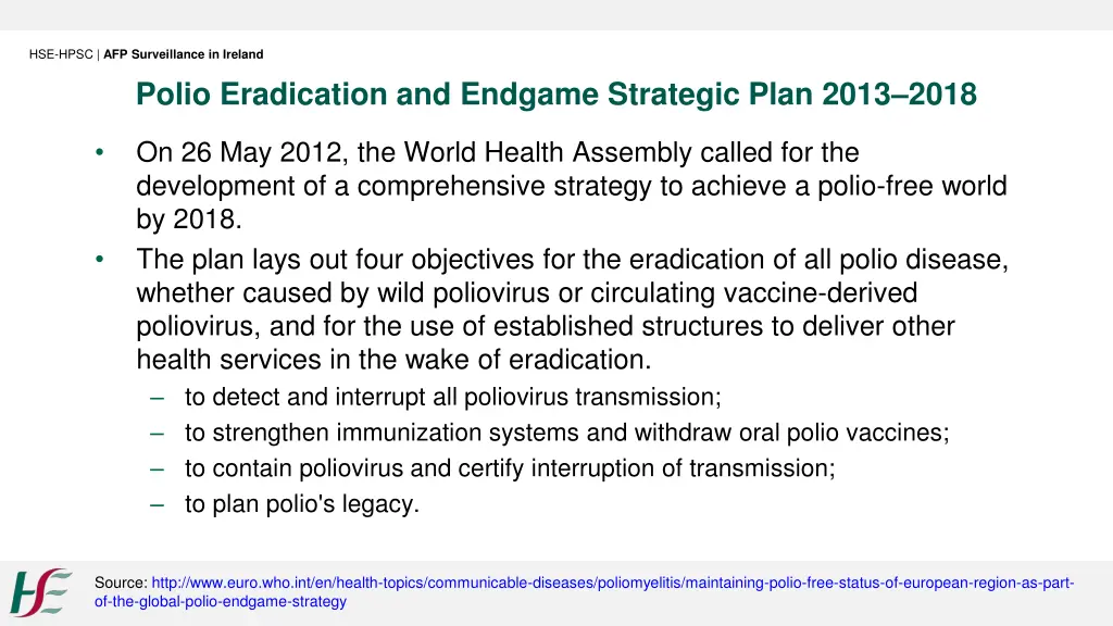 hse hpsc afp surveillance in ireland polio