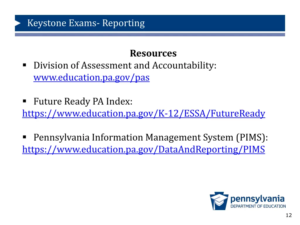 keystone exams reporting 11