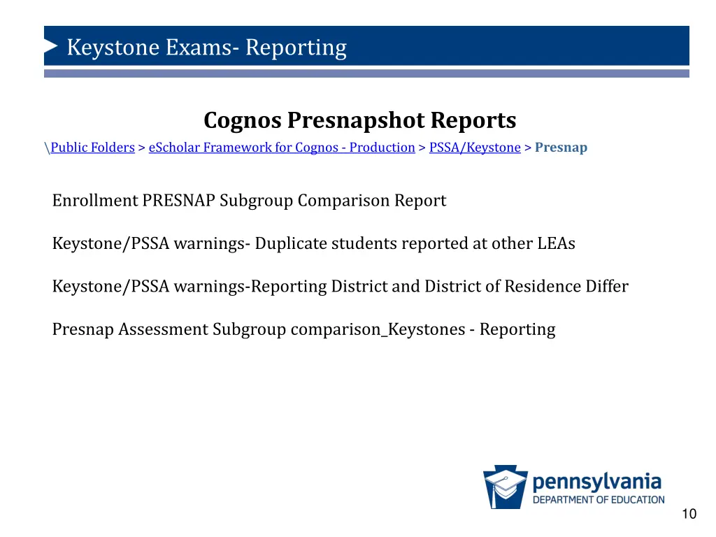 keystone exams reporting 9