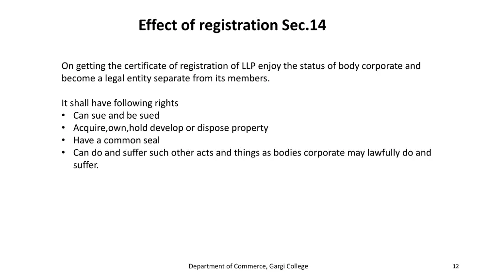 effect of registration sec 14