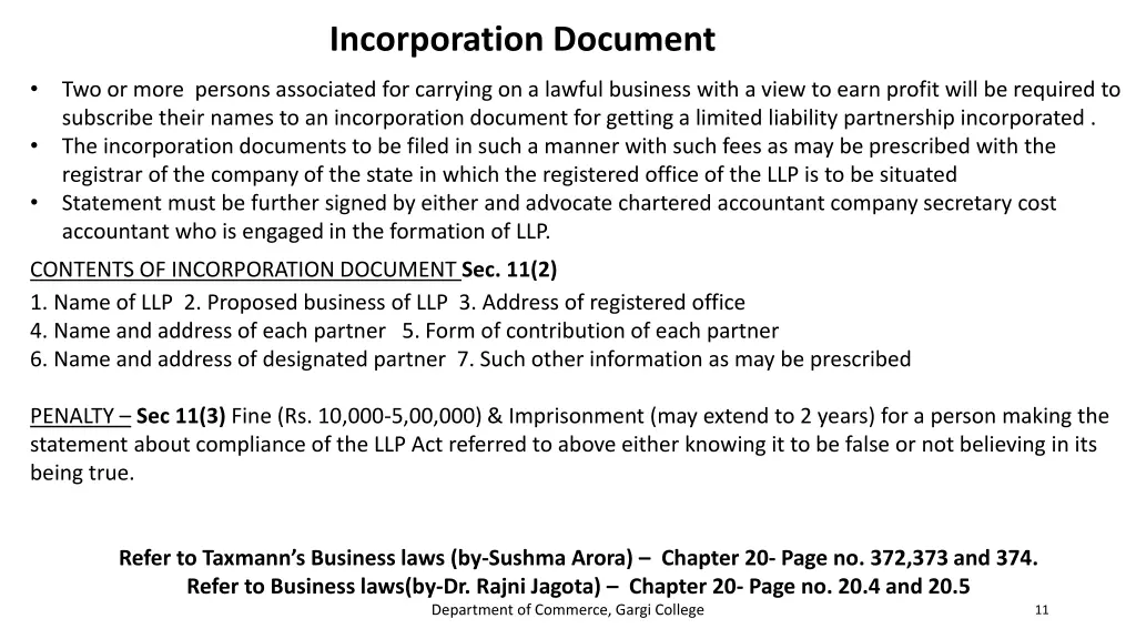 incorporation document