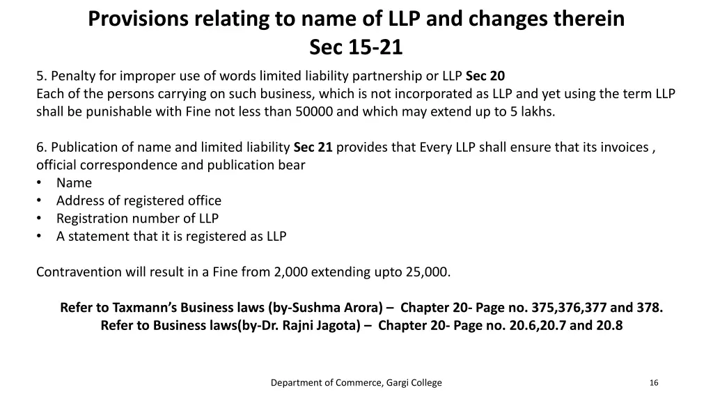 provisions relating to name of llp and changes 2