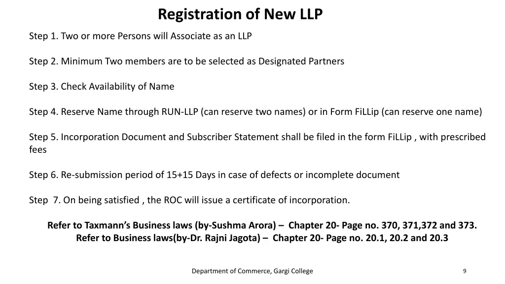 registration of new llp