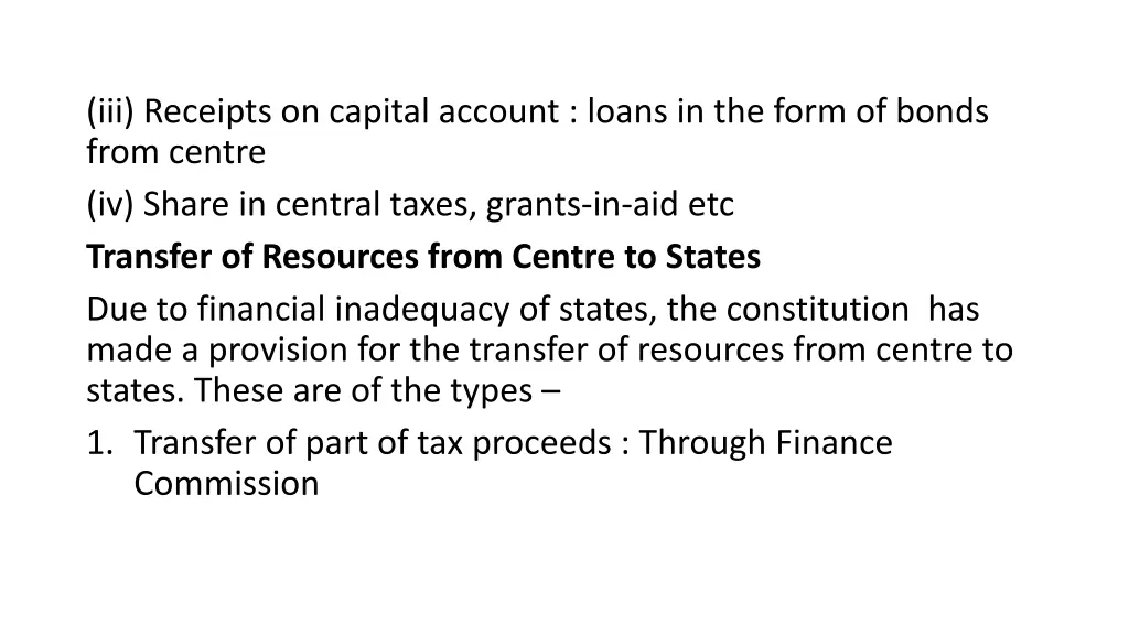 iii receipts on capital account loans in the form