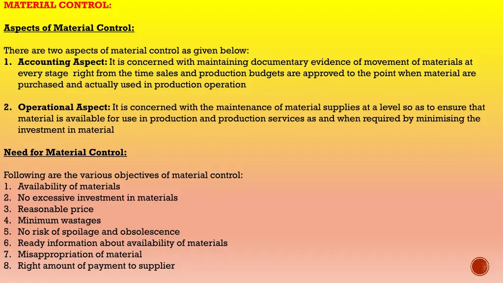 material control