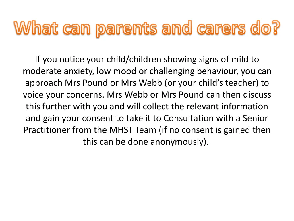 what can parents and carers do