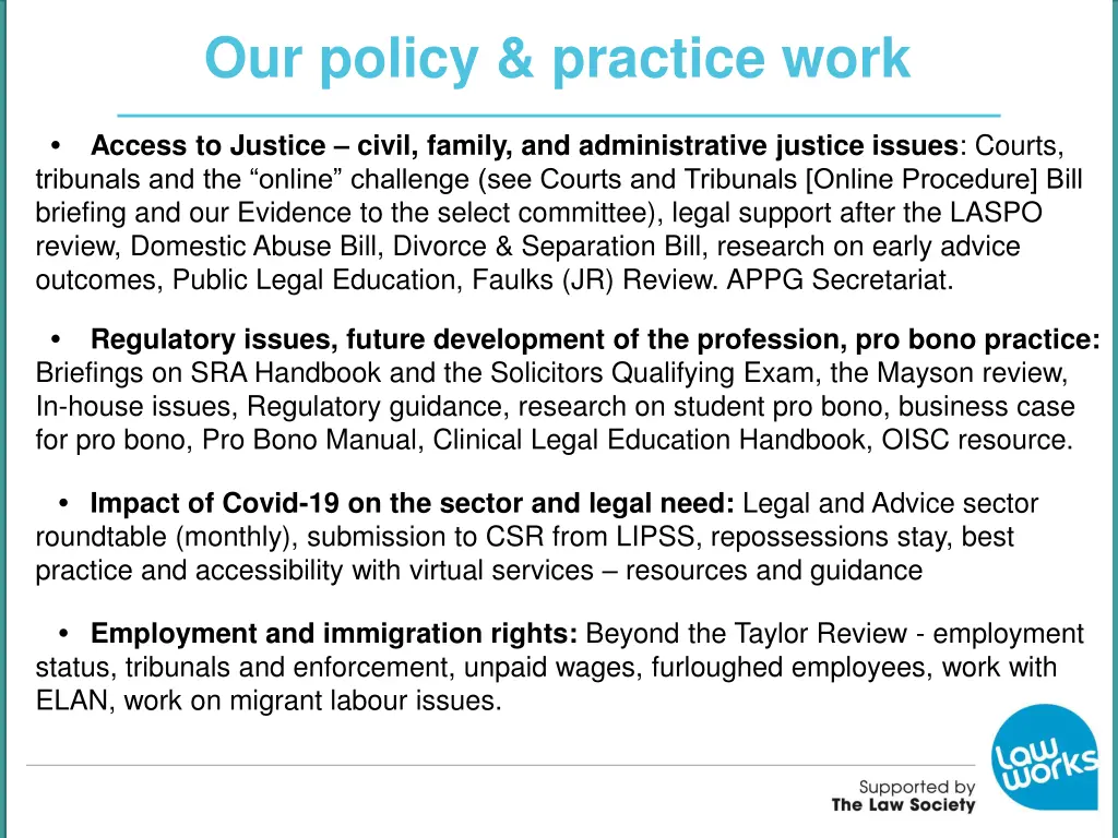 our policy practice work