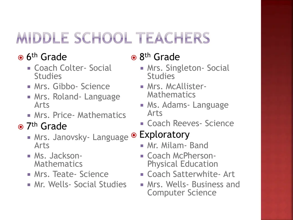 middle school teachers