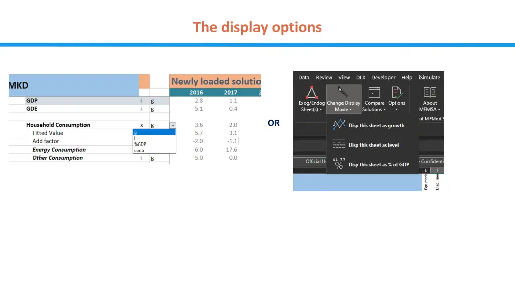 the display options 1