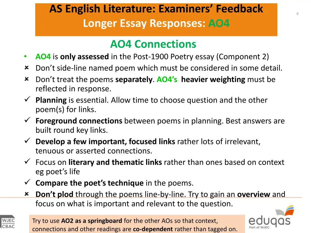 as english literature examiners feedback longer 2