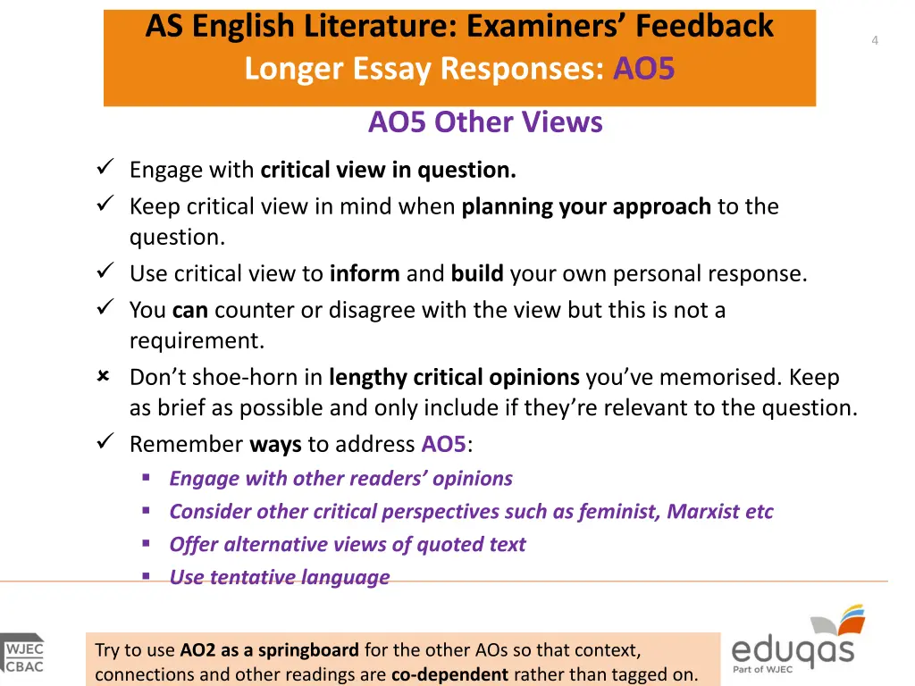 as english literature examiners feedback longer 3