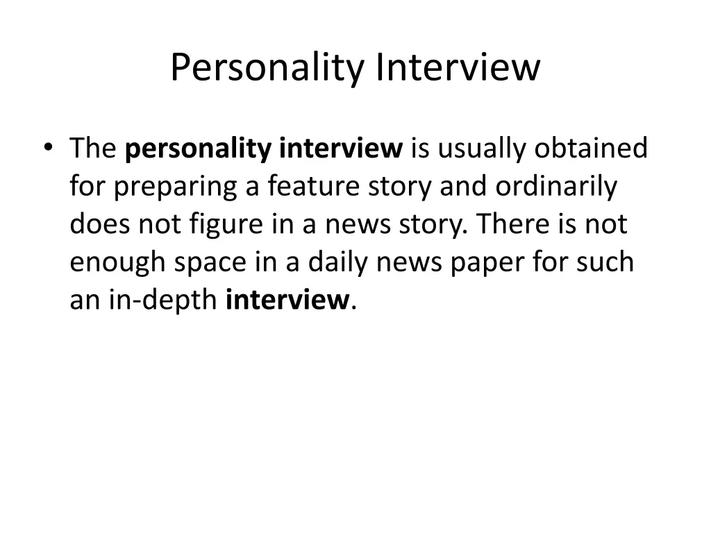 personality interview