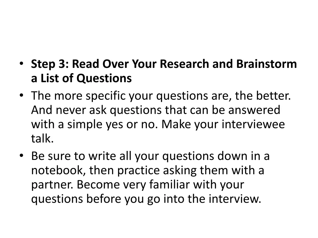 step 3 read over your research and brainstorm