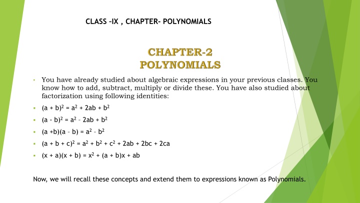 class ix chapter polynomials