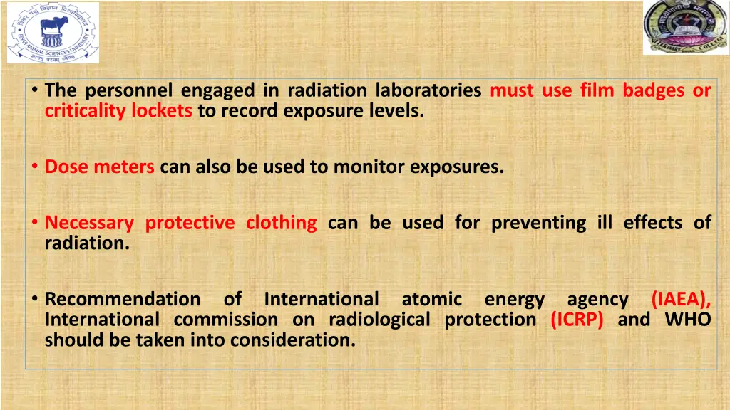 the personnel engaged in radiation laboratories