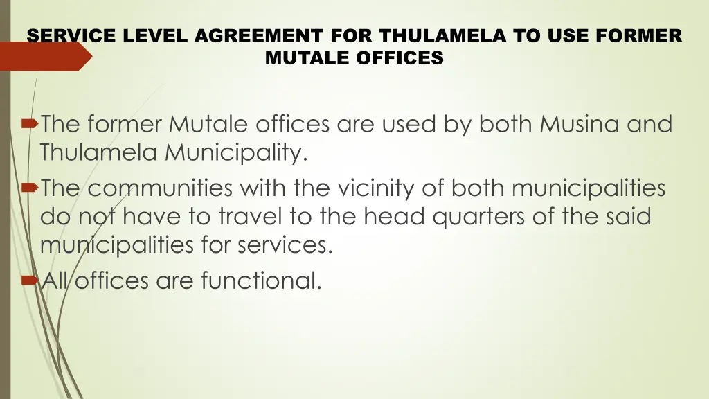 service level agreement for thulamela