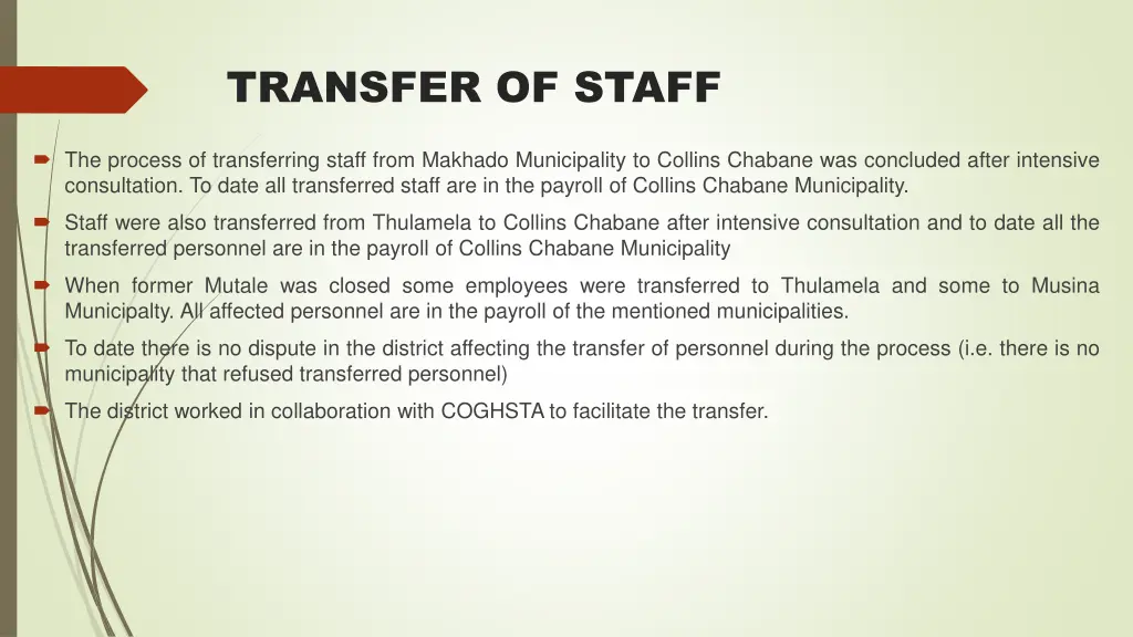 transfer of staff