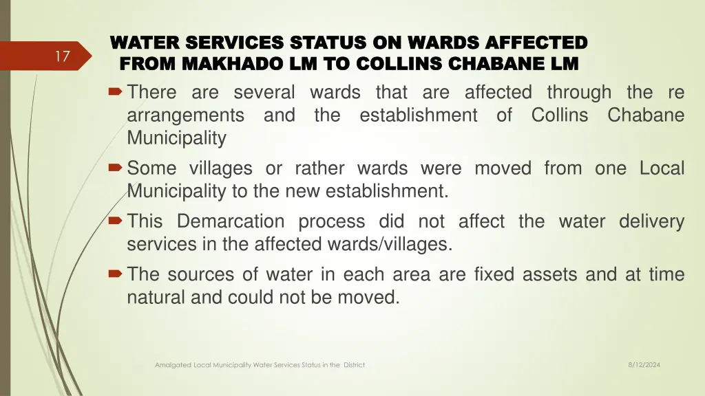 water services status on wards affected water 1