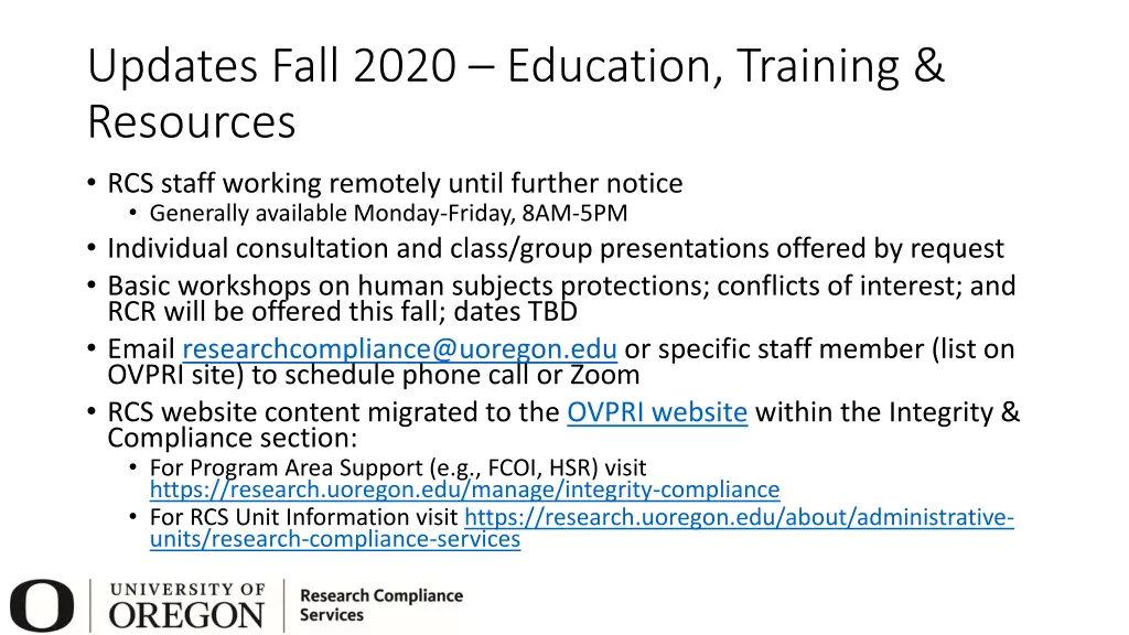 updates fall 2020 education training resources