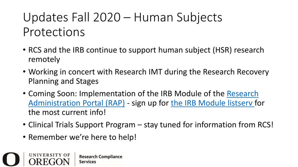 updates fall 2020 human subjects protections