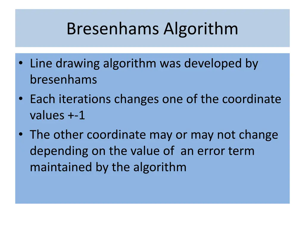 bresenhams algorithm