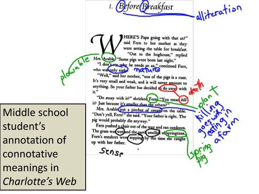 middle school student s annotation of connotative