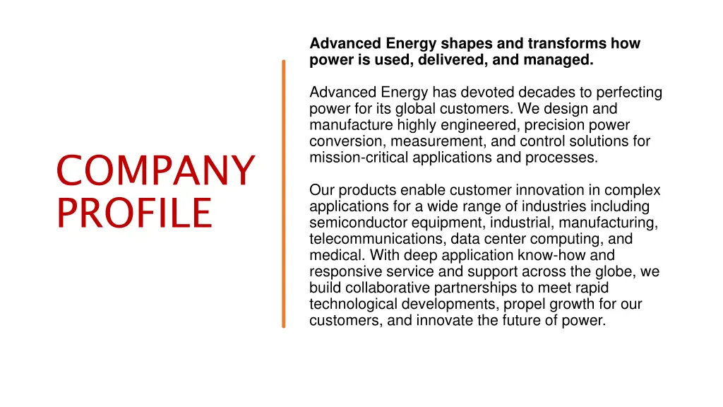 advanced energy shapes and transforms how power