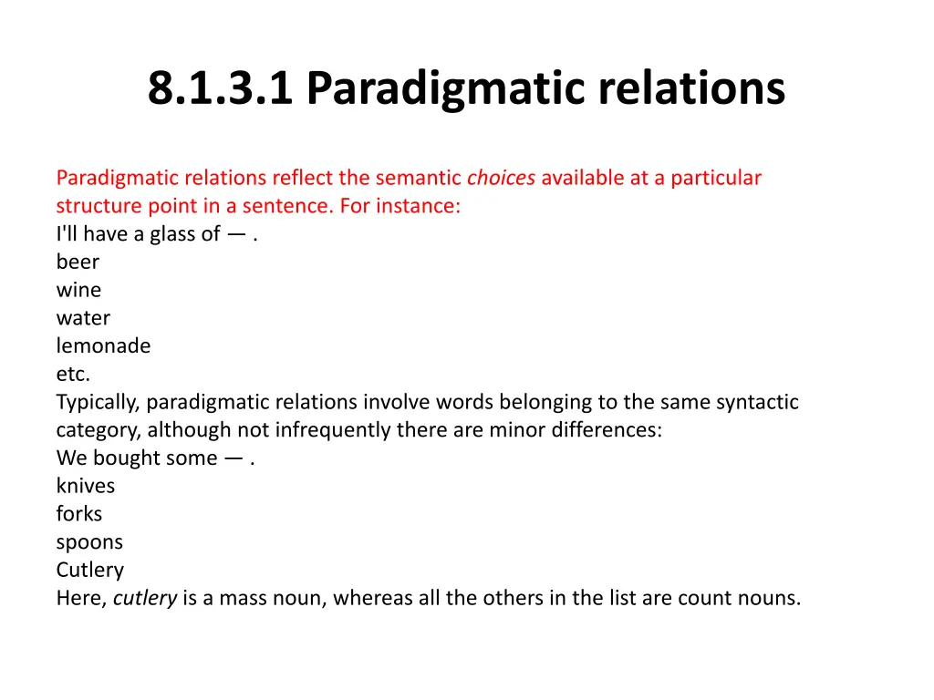 8 1 3 1 paradigmatic relations