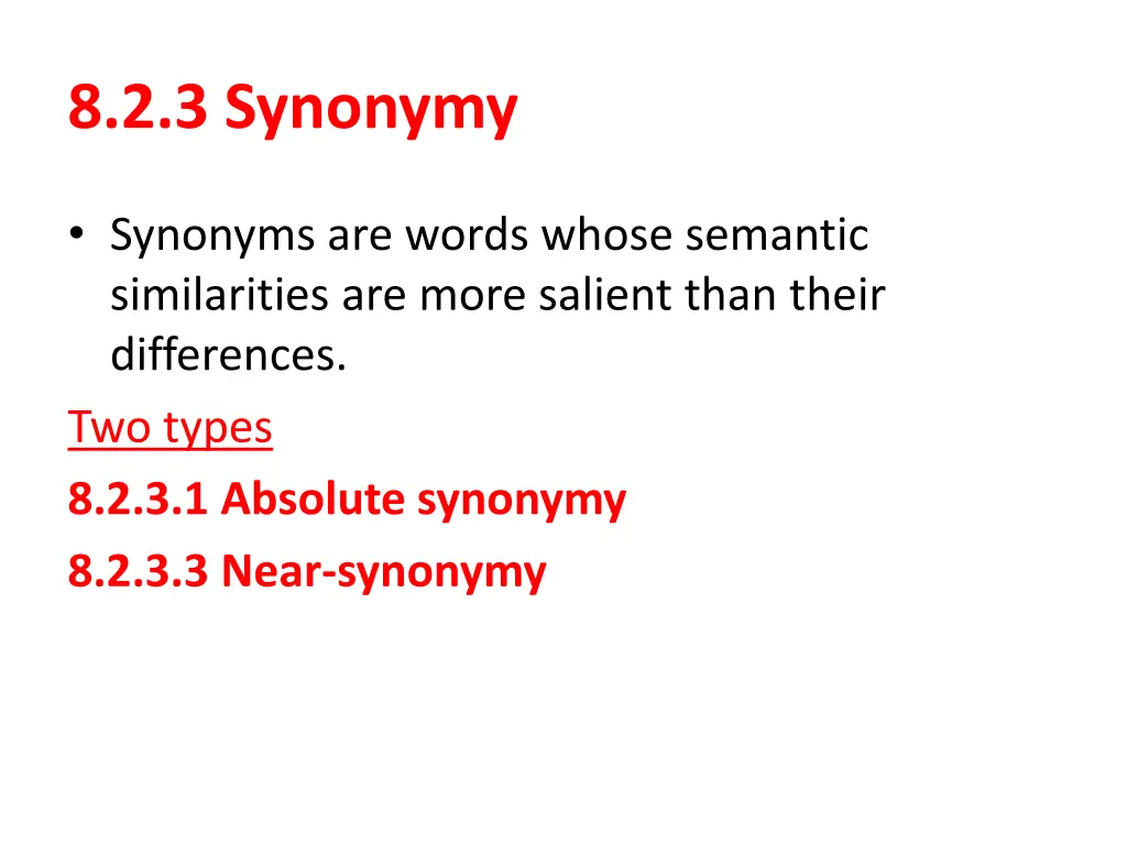 8 2 3 synonymy