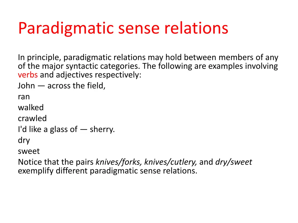 paradigmatic sense relations