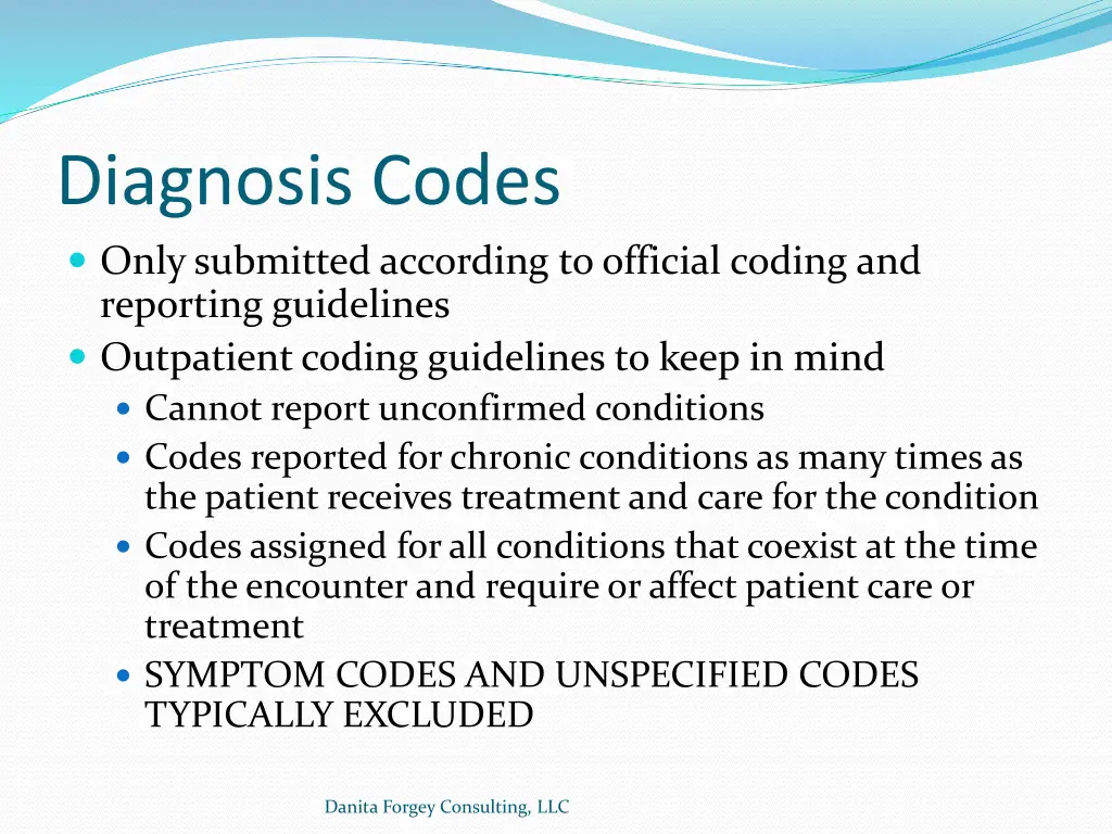 diagnosis codes only submitted according