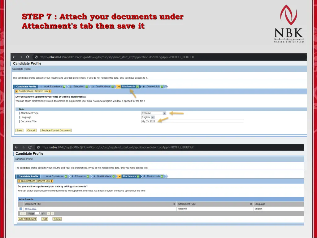 step 7 attach your documents under attachment