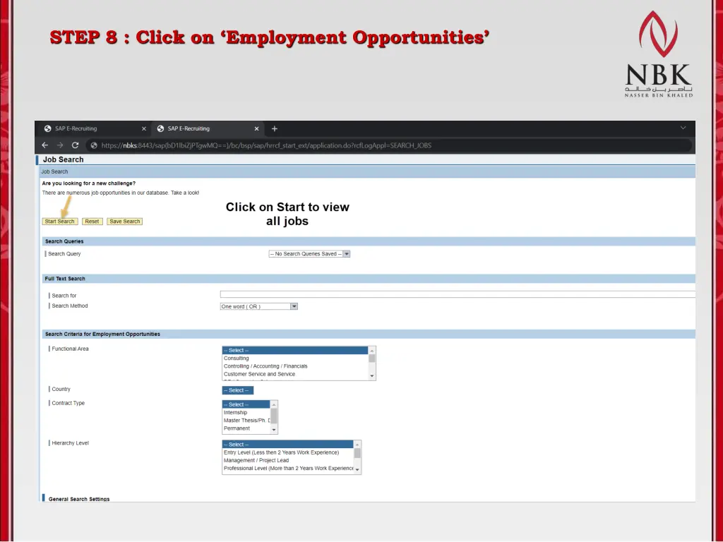 step 8 click on employment opportunities