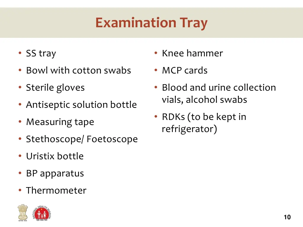 examination tray