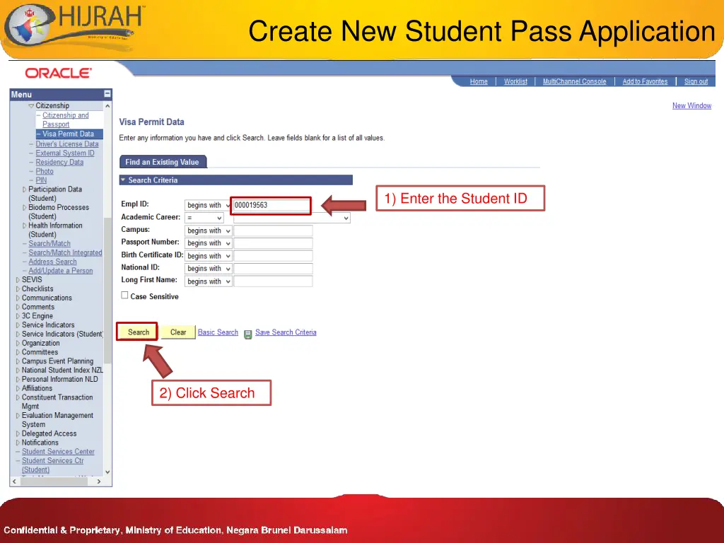 create new student pass application 1