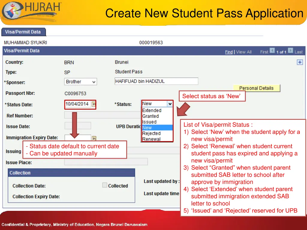 create new student pass application 5