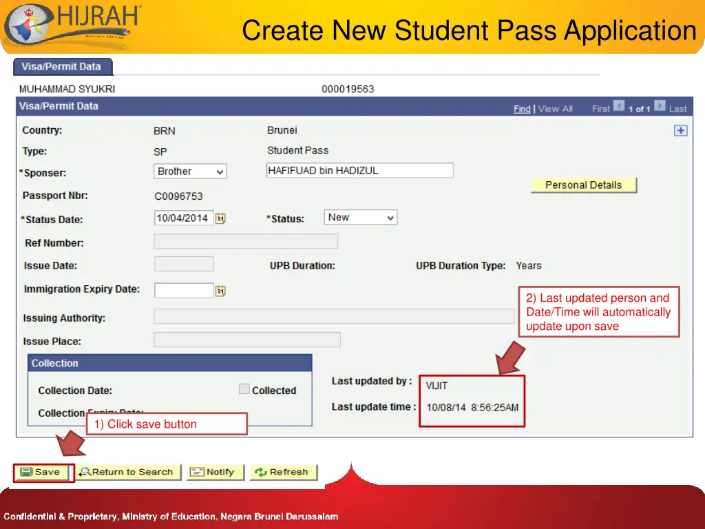 create new student pass application 6