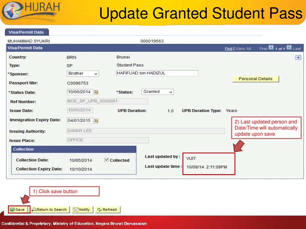 update granted student pass 4