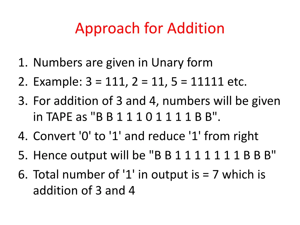 approach for addition