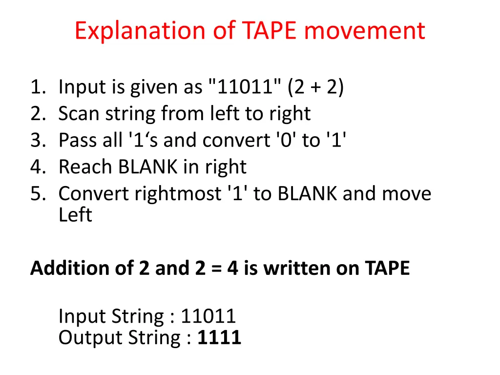 explanation of tape movement