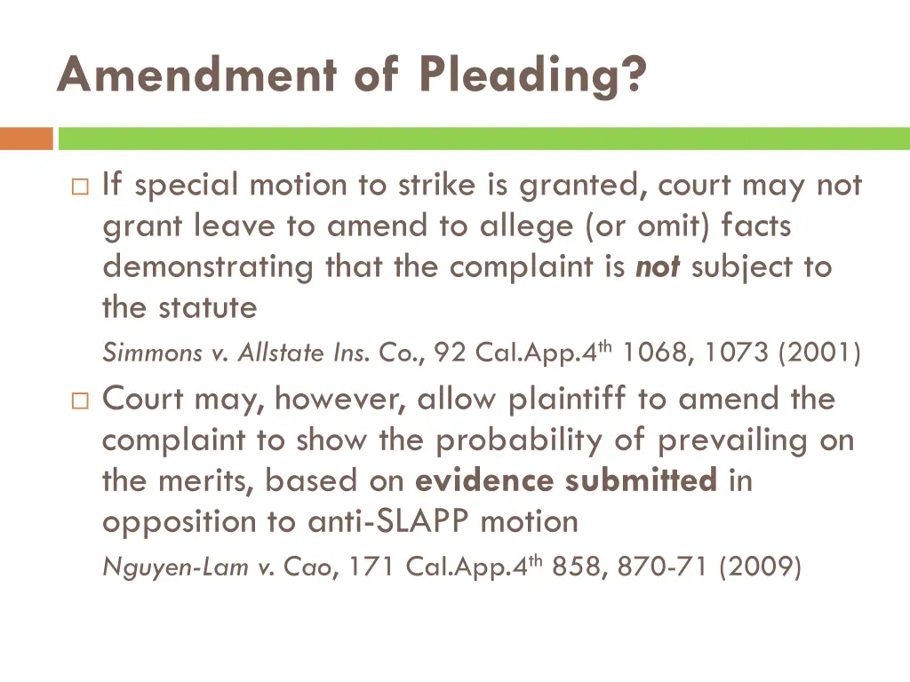 amendment of pleading 1