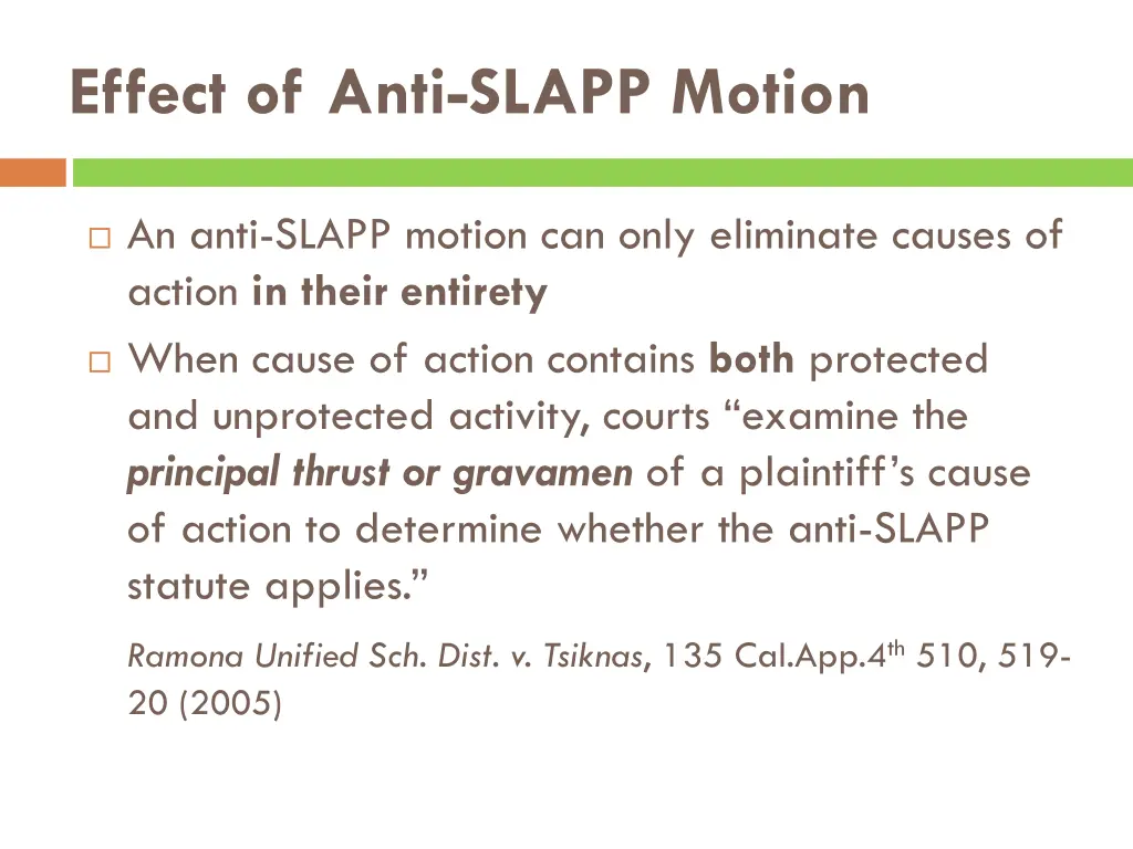 effect of anti slapp motion