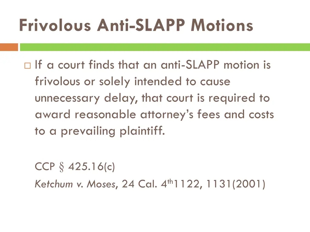 frivolous anti slapp motions