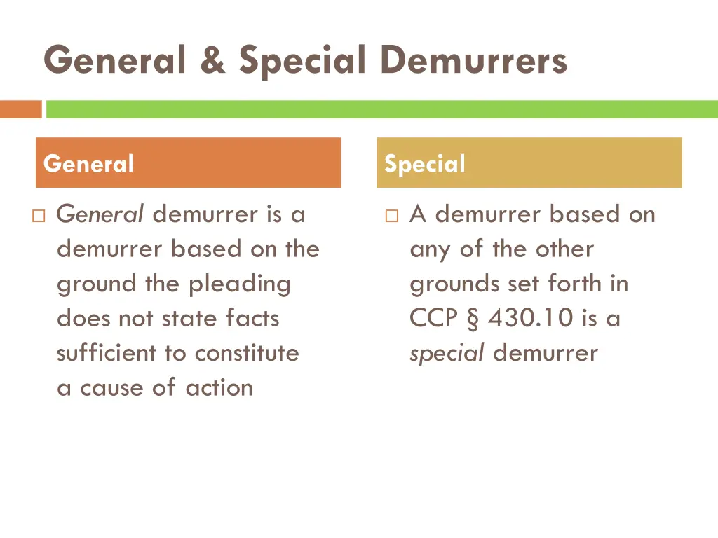 general special demurrers