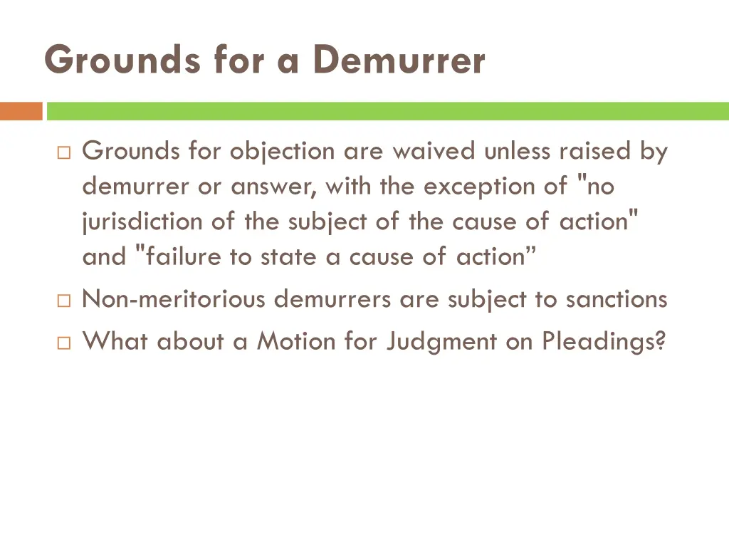 grounds for a demurrer