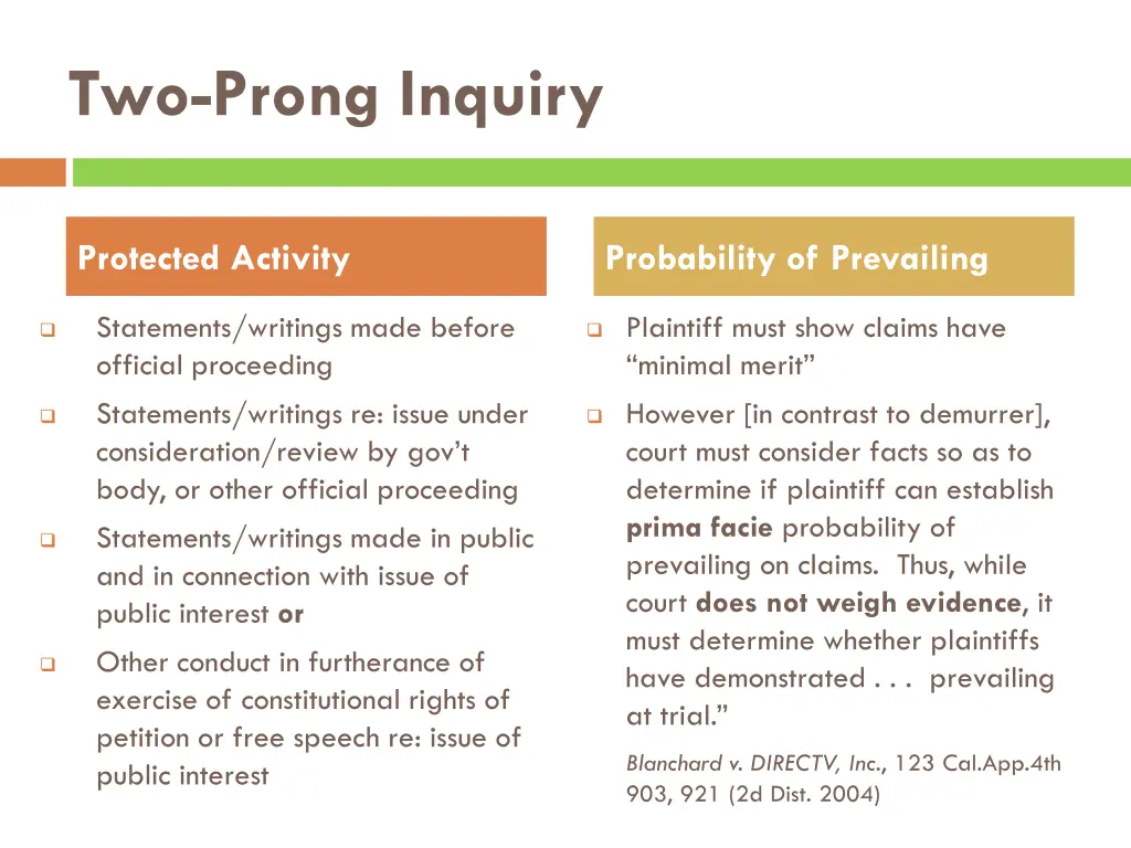 two prong inquiry