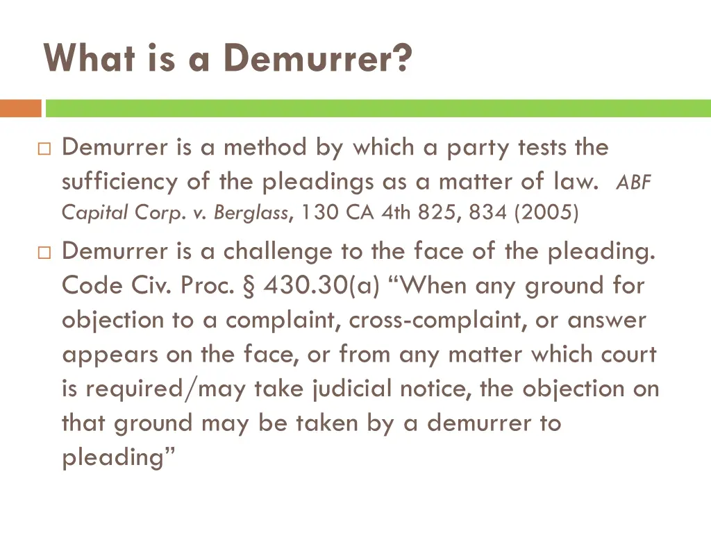 what is a demurrer