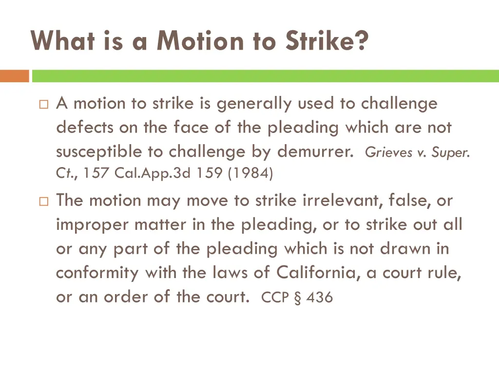 what is a motion to strike